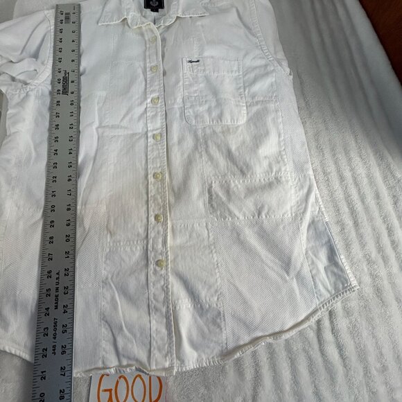 Faconnable Womens White Long Sleeve Button-Up Cotton Shirt Jacket Large Casual - Picture 7 of 8